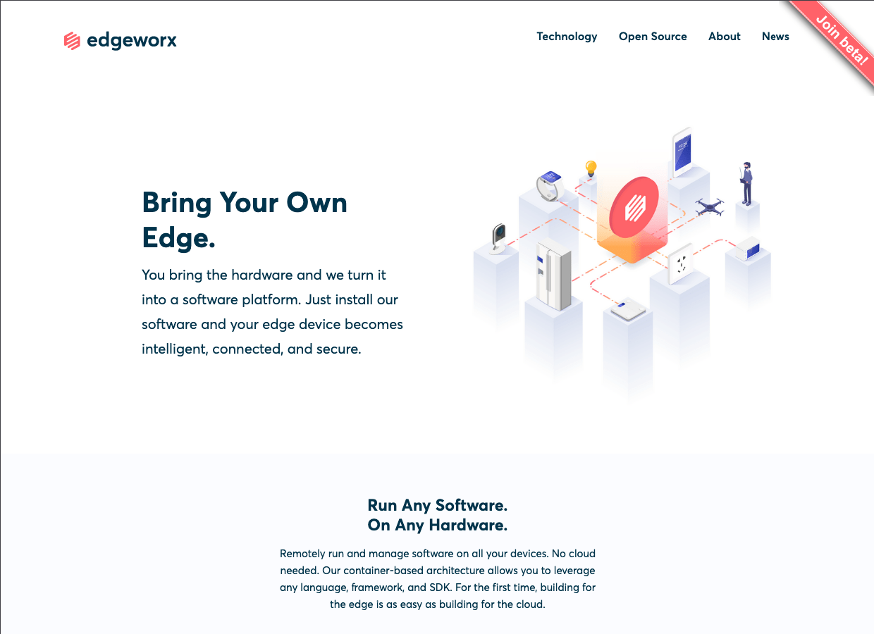 A screenshot of the Edgeworx homepage