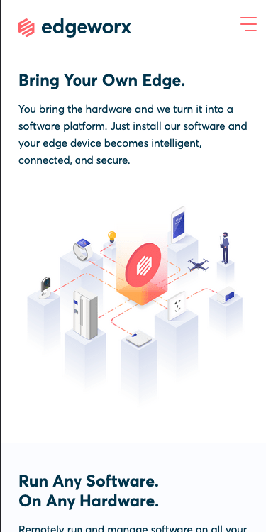 A  screenshot of the Edgeworx site on a mobile device